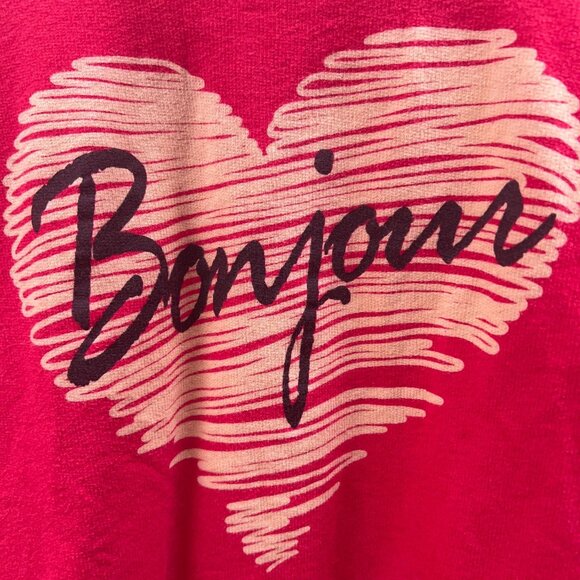 Forever 21 | Red Heart Bonjour Graphic Pullover Sweater | Women's L | Casual - Picture 7 of 9